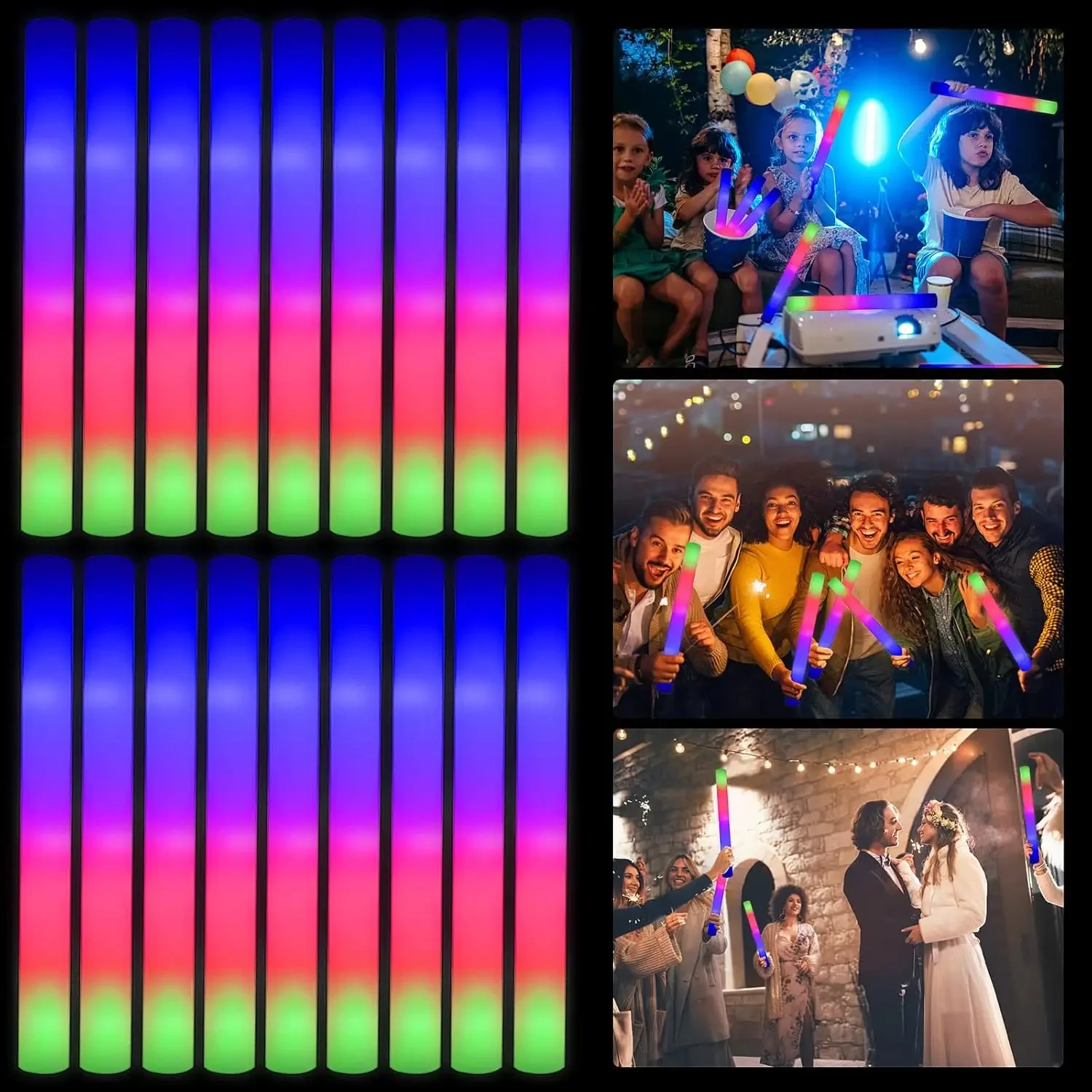50 Stück LED-Schaumstoff-Leuch – Flashing Led Foam Sticks Party Bewertung und Preis