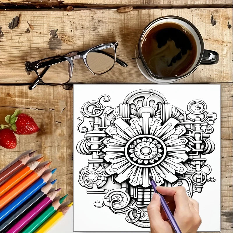 Malbuch „Steampunk-Blumen“ für – Party Supplies Bewertung und Preis