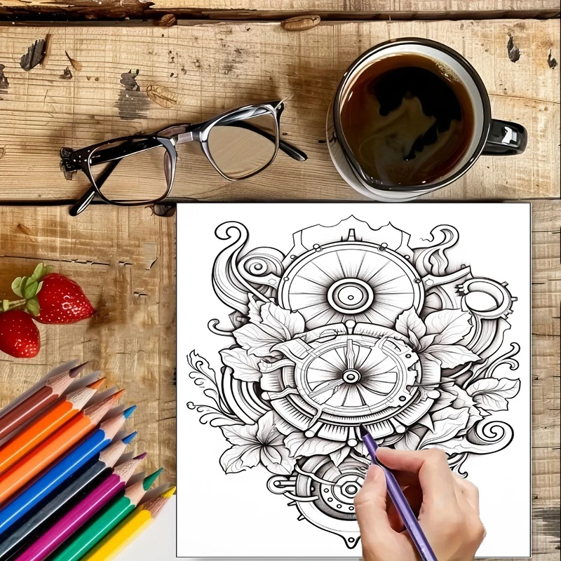 Malbuch „Steampunk-Blumen“ für – Party Supplies Bewertung und Preis